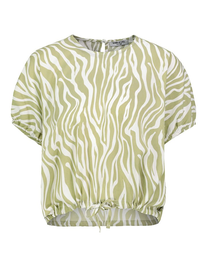 Sublevel Bluse in Grün/ Weiß günstig kaufen