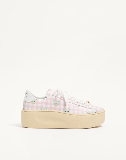Le Chat De La Maison Baskets Plateformes Royco en Cuir de Veau Nappa Vichy