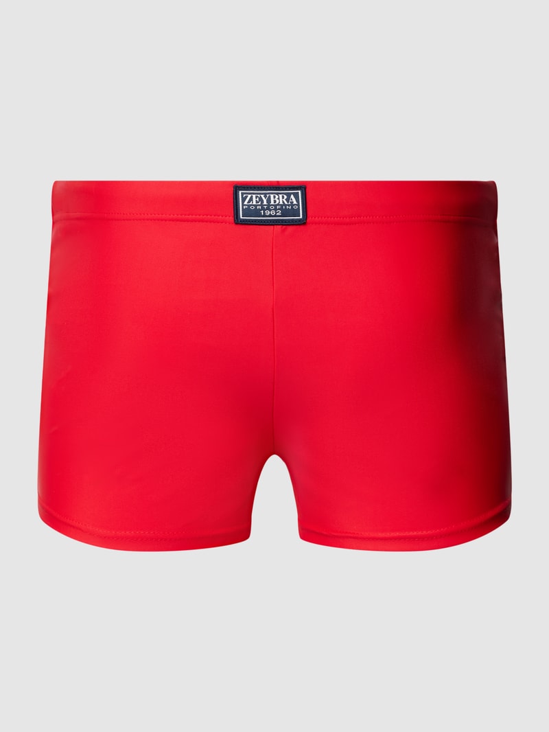 Badehose mit Label-Stitching Modell 'PARIGAMBA' in rot