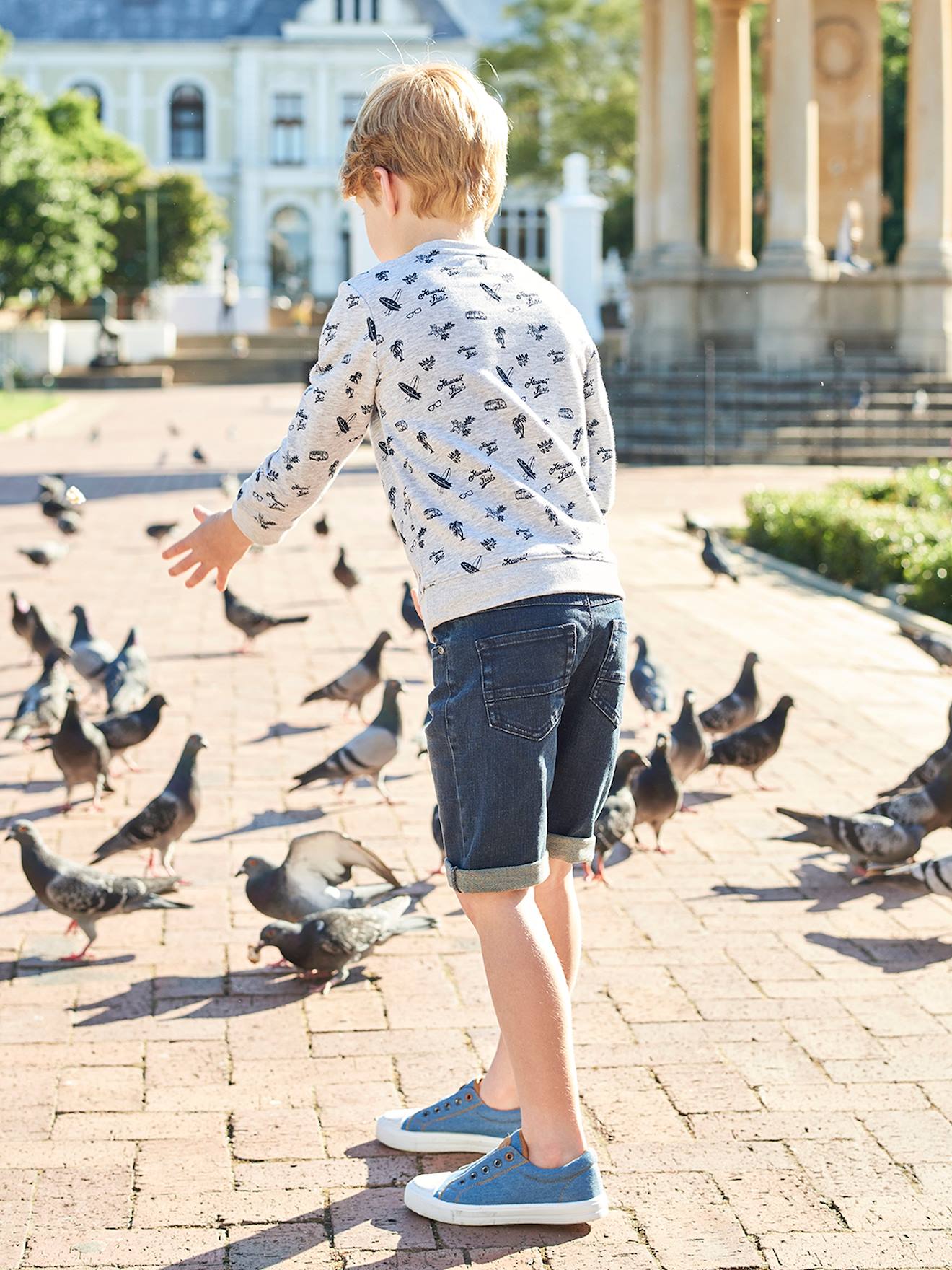 Vertbaudet Jungen Stoff-Sneakers mit Gummizug - grau