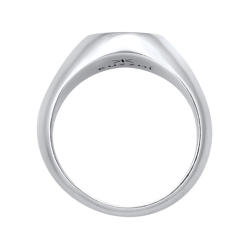KUZZOI KUZZOI Bague Hommes Sceau Smile Emoji avec émail bleu en argent sterling 925 Bague