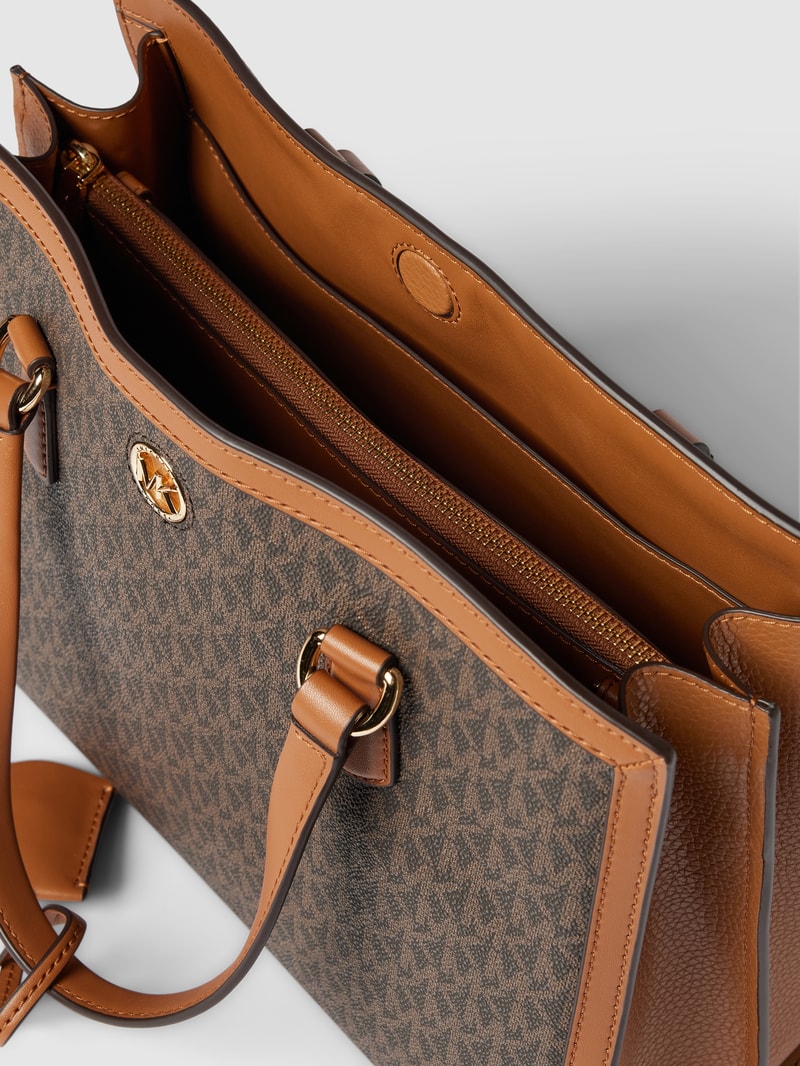 Handtasche in Two-Tone-Machart Modell 'CHANTAL' in mittelbraun