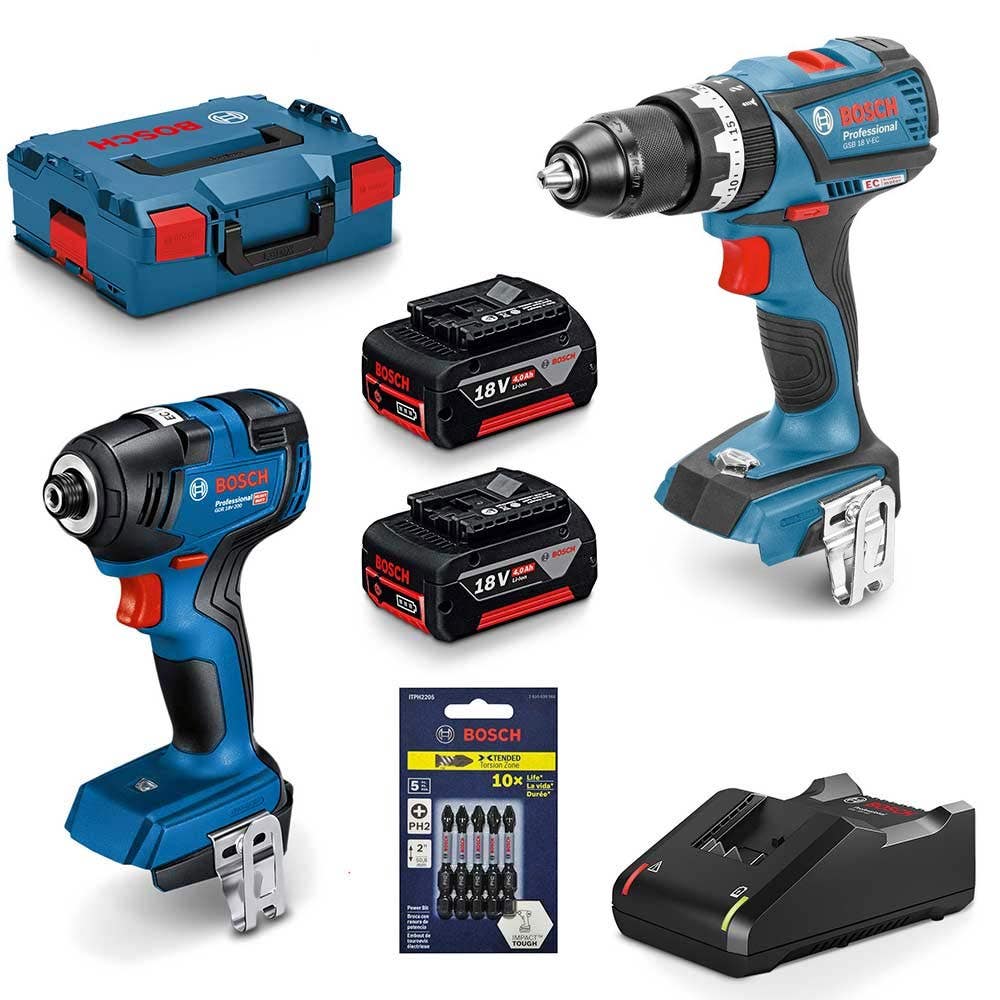 Conjunto de 2 baterias sem escova BOSCH 18V, 2 x 4,0 Ah, 0.615.990.M5A