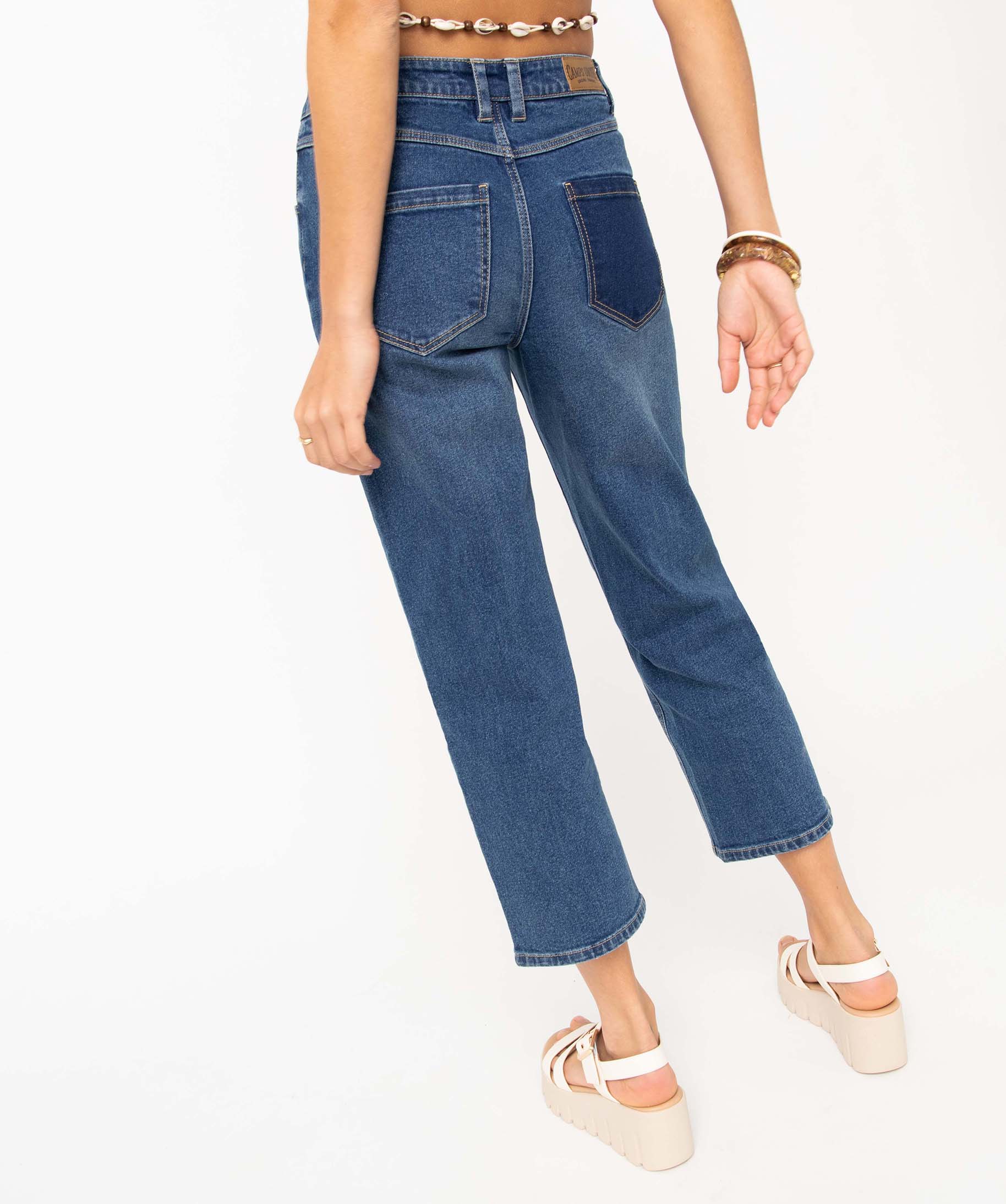 Jean femme coupe large et court taille haute - Camps United stone | GEMO