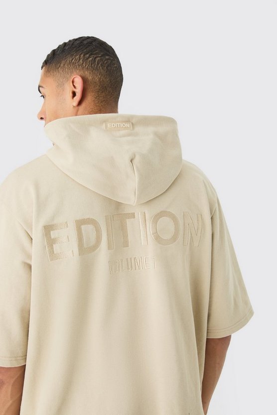 Kurzärmliger Oversize Hoodie mit Edition-Print