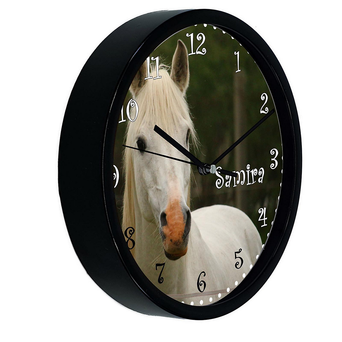 Kinder Wanduhr laufruhig personalisiert mit Name Schimmel