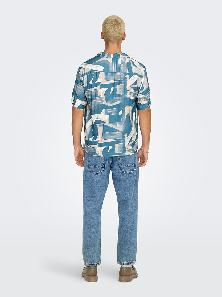 ONLY & SONS Hemd - Regular fit - in Hellblau/ Beige/ Weiß günstig kaufen