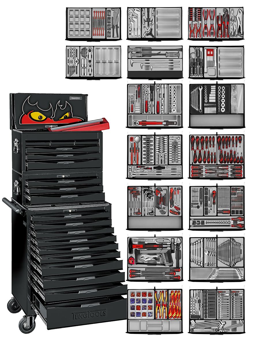 Teng Tools 122390125 MEGA MASTER set alata TCMM1011NBK kolica za alat 1226 dijelova 'Crno izdanje'