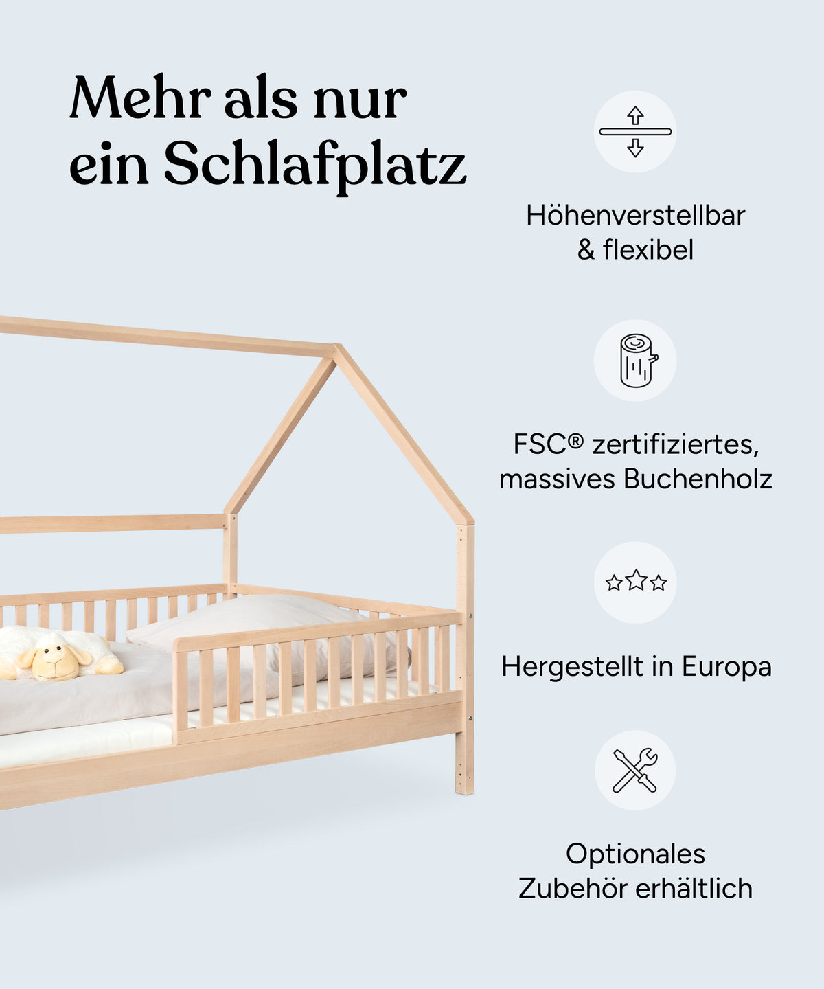 Hausbett Buche 120 × 200 Natur