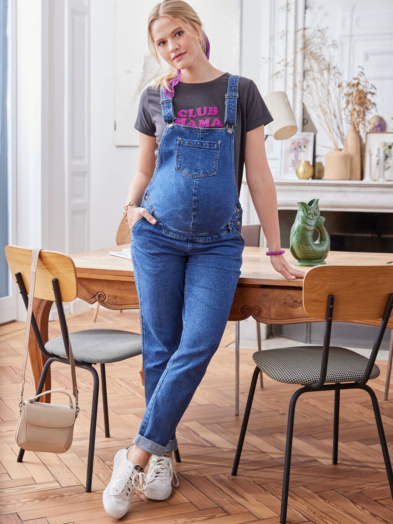 Vertbaudet Bio-Kollektion: T-Shirt für Schwangerschaft CLUB MAMA, personalisierbar - anthrazit