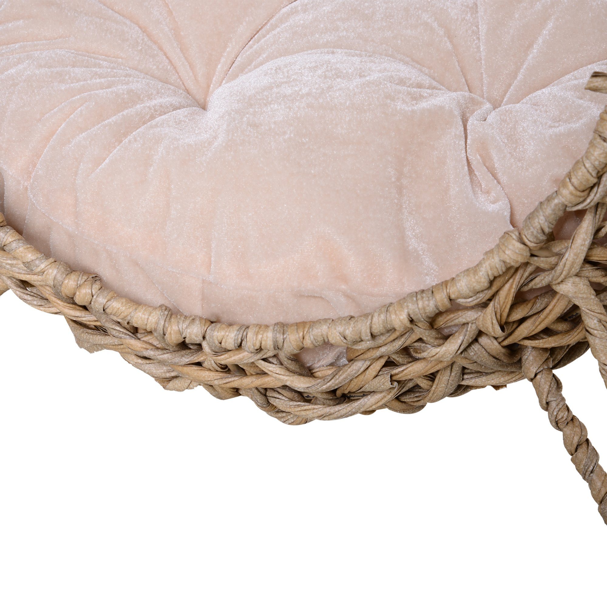 PawHut Tierhaus Katzenhaus aus PE-Rattan mit Kissen, erhöhten Füßen PE-Rattan Natur, Ø52 x 58H cm
