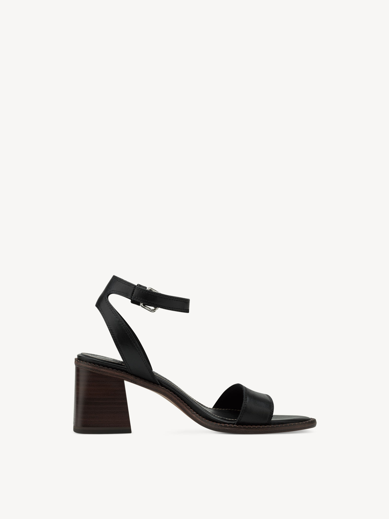 Sandale à talon en cuir - noir