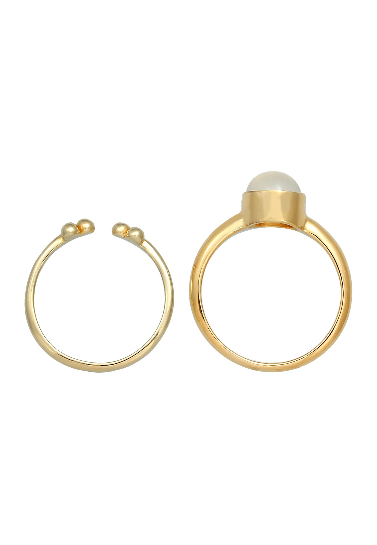 Duo da donna Elli PREMIUM Classic Elegant Minimalist con pietra di luna in argento sterling 925 placcato oro
