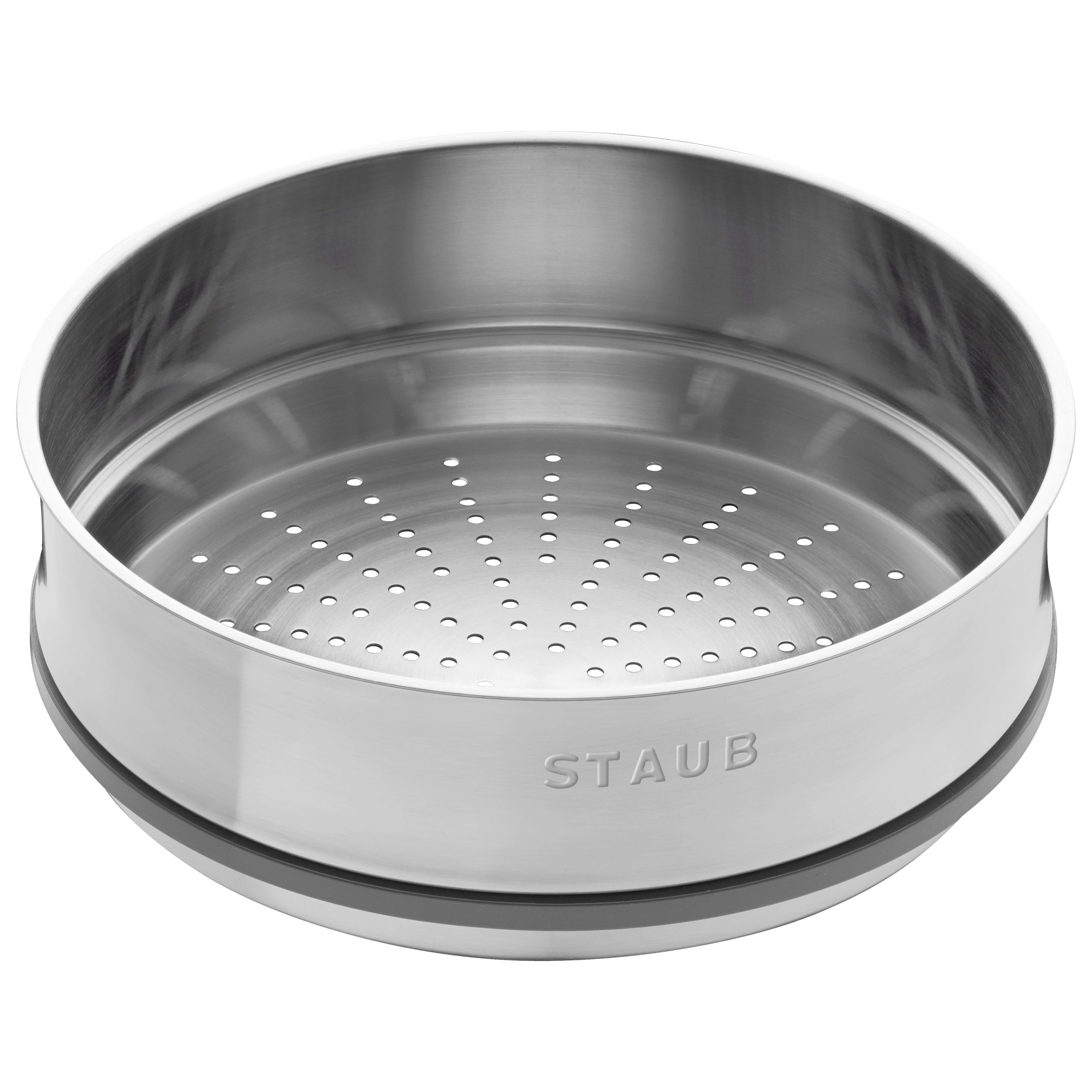 Cocotte mit Dämpfeinsatz 26 cm, rund, Schwarz, Gusseisen