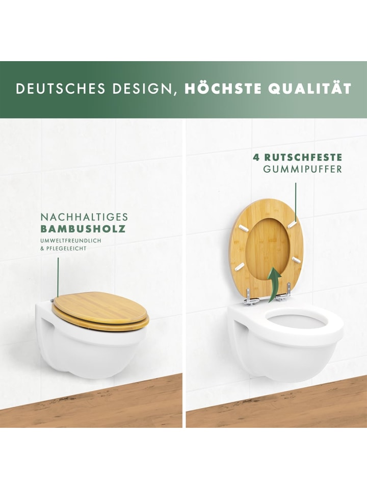 Benkstein BENKSTEIN Premium Bambus-WC-Sitz, oval - Soft-Close- und Quick-Release-Funktion günstig kaufen onesize