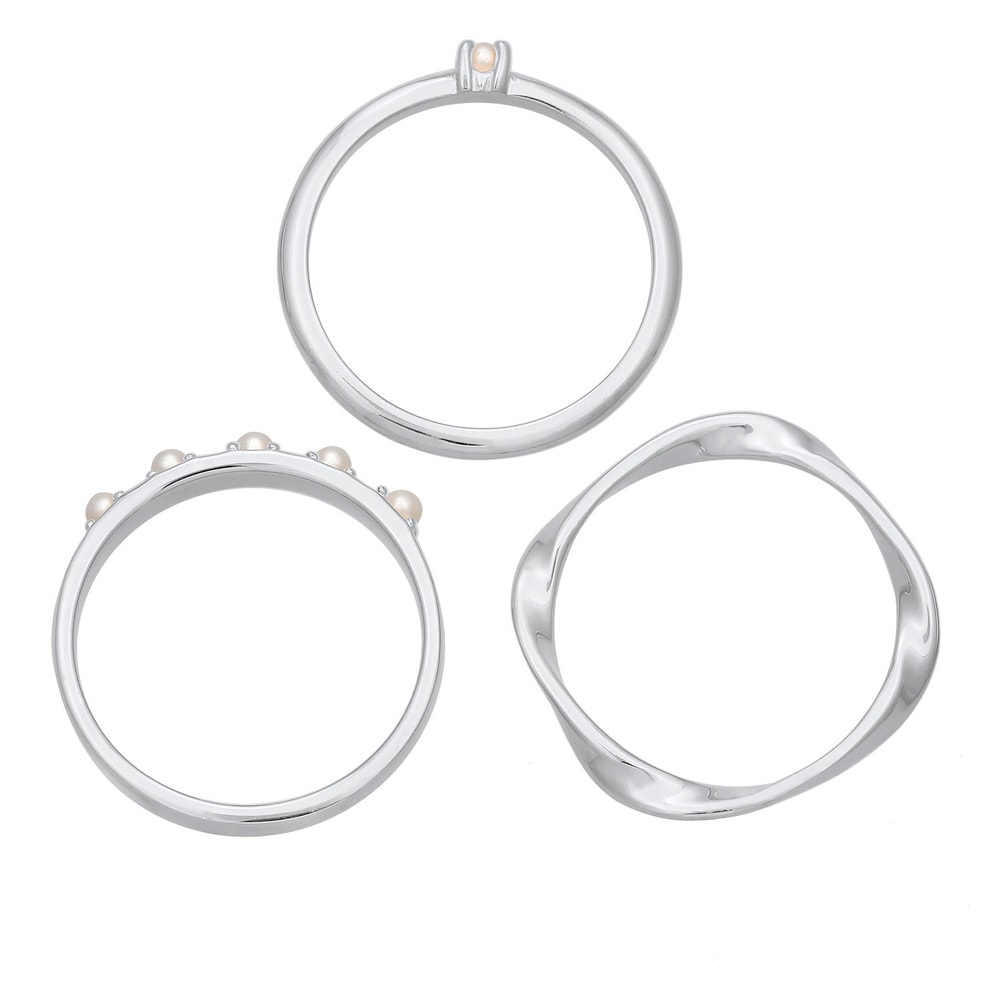 Elli Elli Bague Femmes pile de 3 perles de verre classique en Argent Sterling 925 Bague