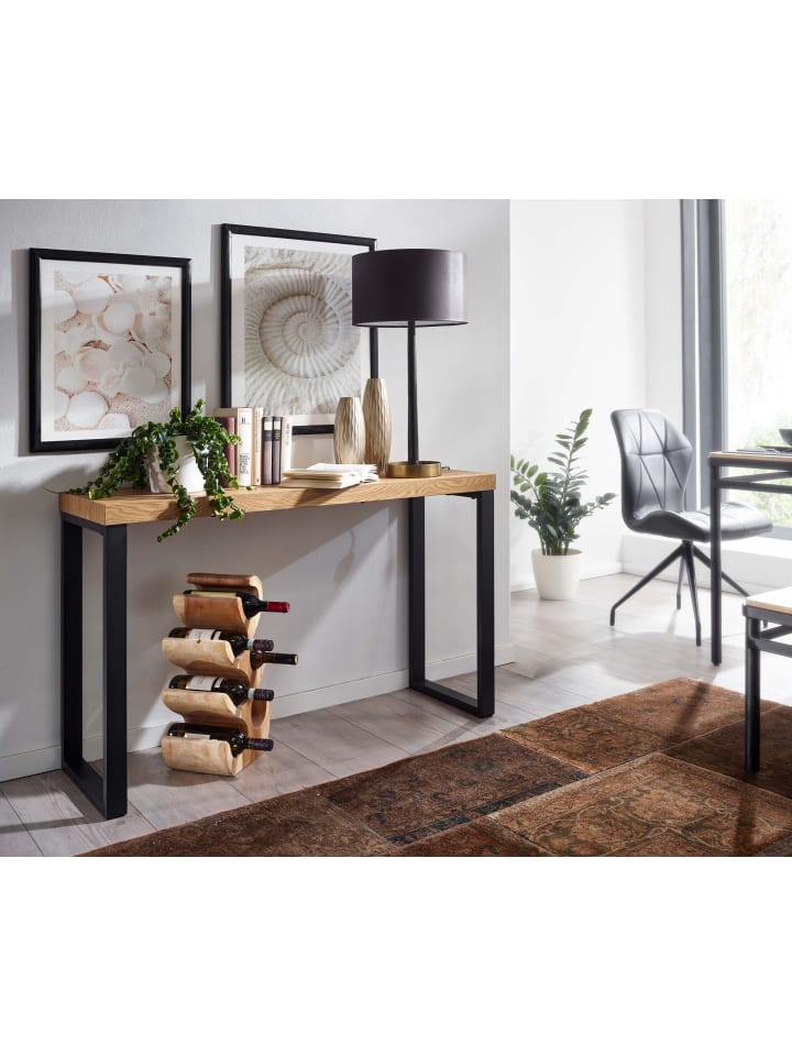 KADIMA DESIGN Konsolentisch Eiche-Dekor / Schwarz 120x39x75,5 cm Design Anrichte günstig kaufen onesize