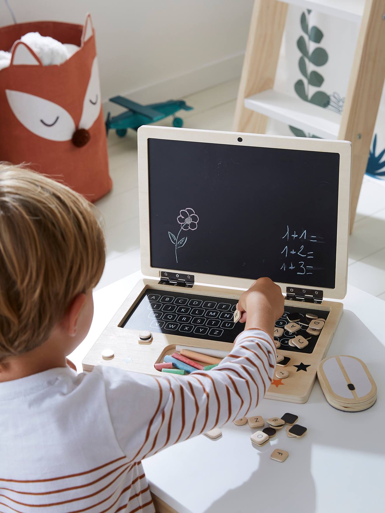 Vertbaudet Spiel-Laptop aus Holz FSC - schwarz/natur