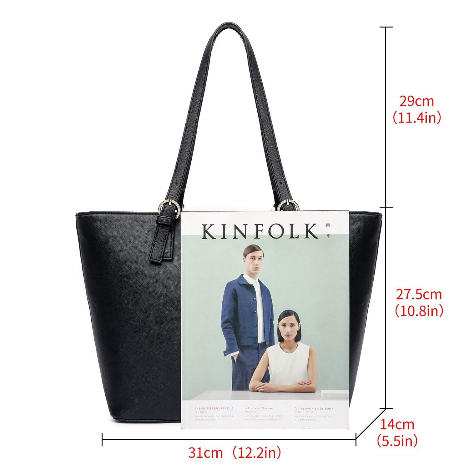 Vanessa & Melissa Shopper G19112BK, Damen Shopper klassisch elegante Handtasche Henkeltasche Schwarz