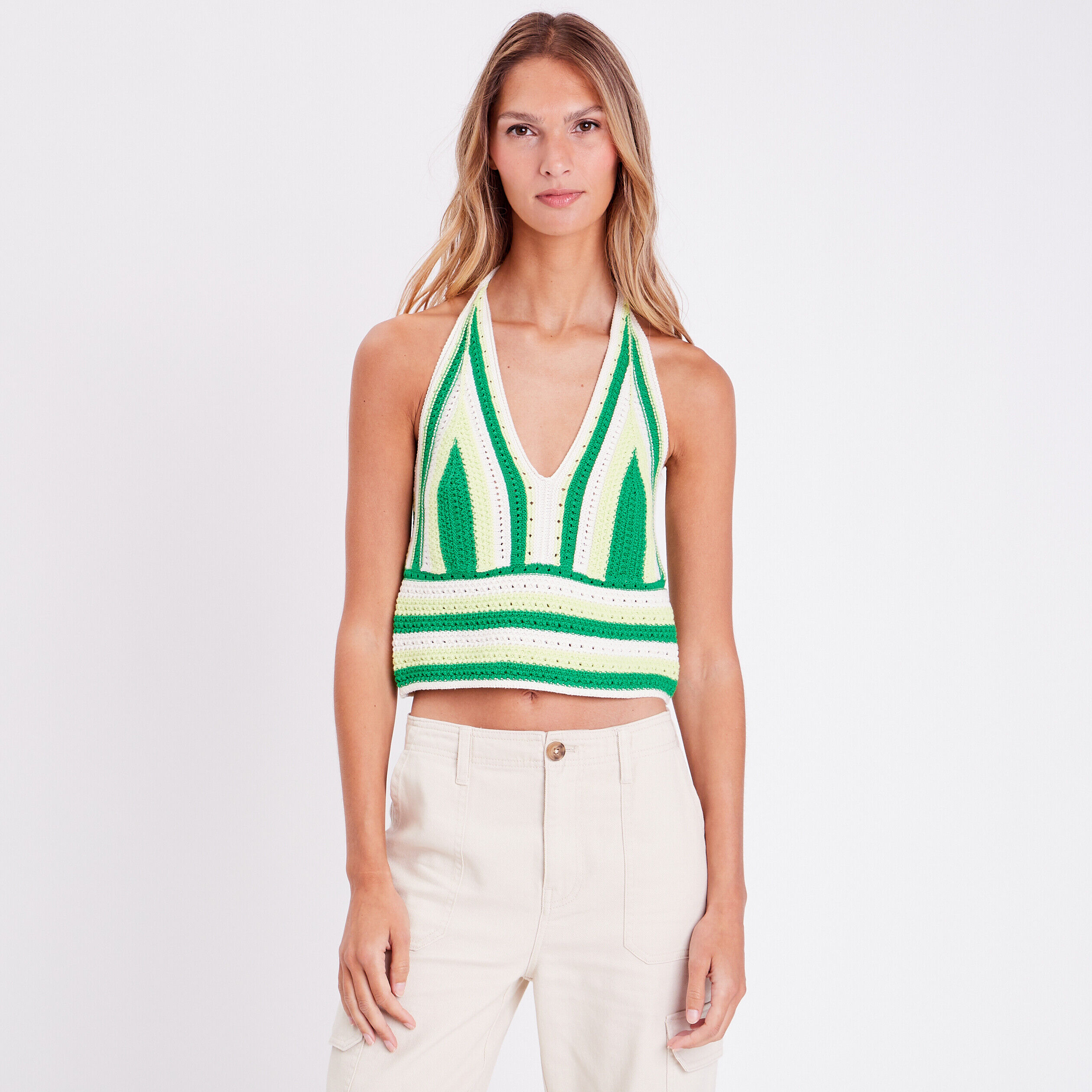 Débardeur crochet vert femme | Cache Cache