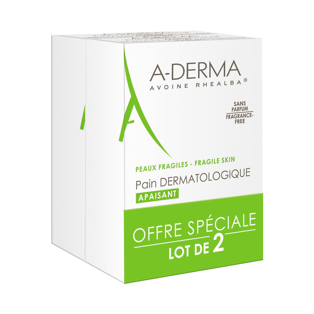 A-Derma Les Indispensables  Pain Dermatologiqueau Lait d’Avoine Duo 2 x 100 gr Pain dermatologique