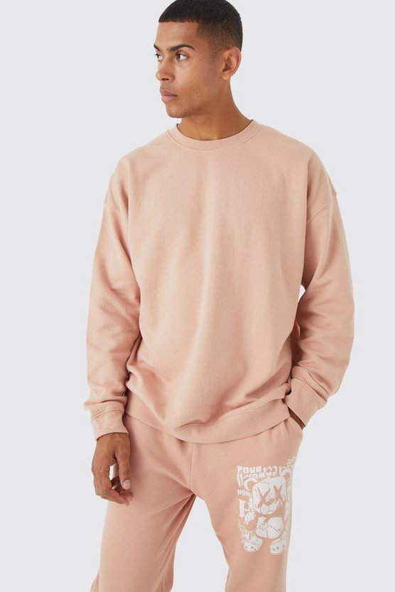 Oversize Sweatshirt-Trainingsanzug mit Graffiti Teddy Print