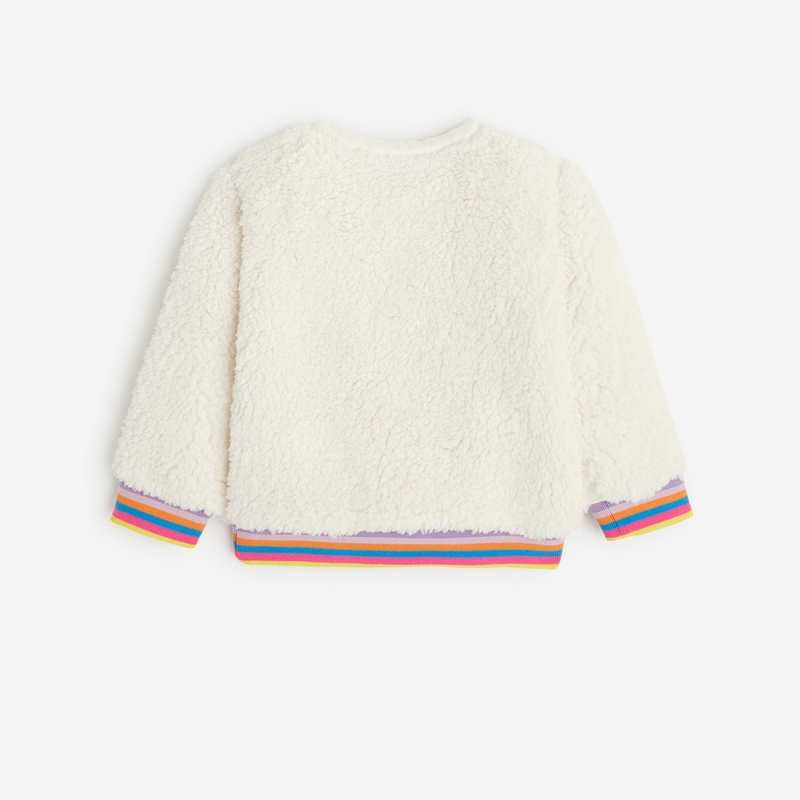 Sweat bébé fille blanc cassé en sherpa Catimini