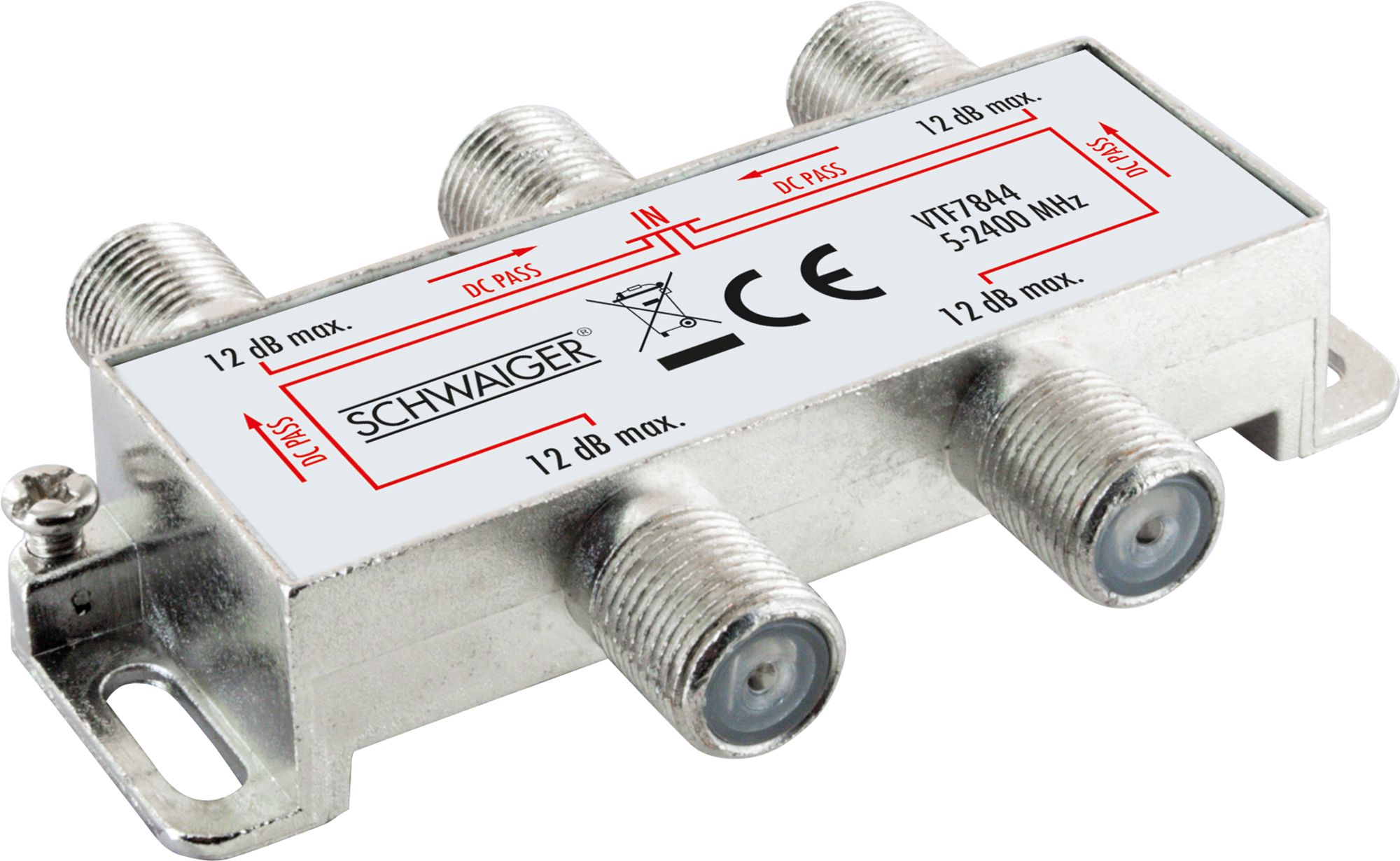 Schwaiger VTF7844 4-fach 12 dB Kabelverteiler