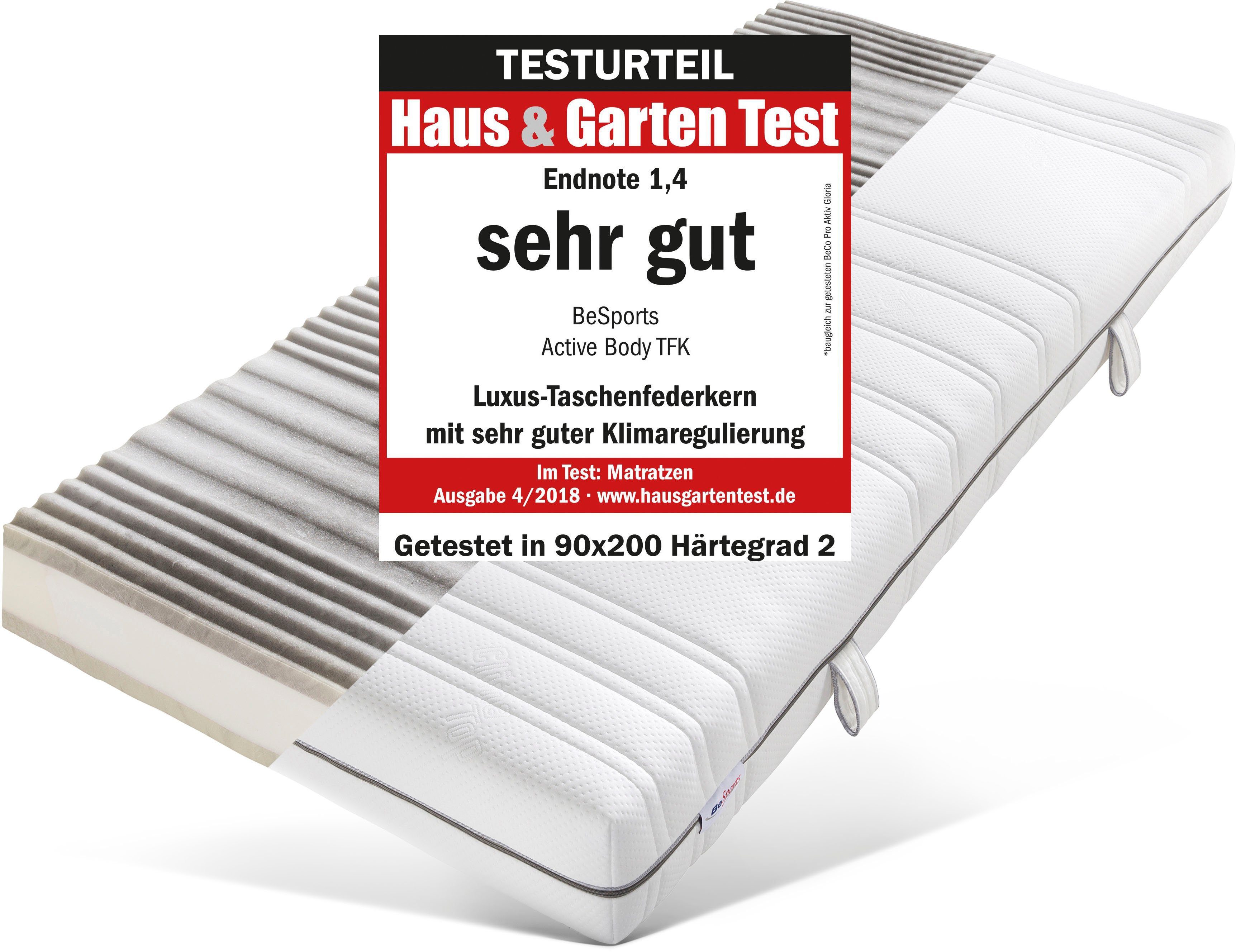 Taschenfederkernmatratze Active Body TFK, BeSports, 22 cm hoch, Matratze in verschiedenen Größen erhältlich, atmungsaktive Matratze