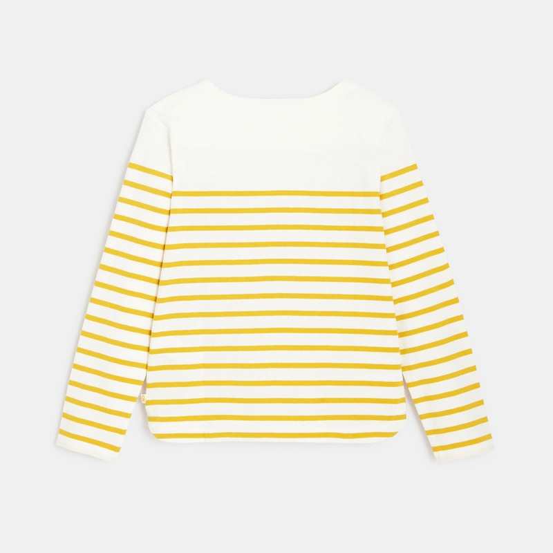 T-shirt marinière à personnaliser d'un cœur jaune fille