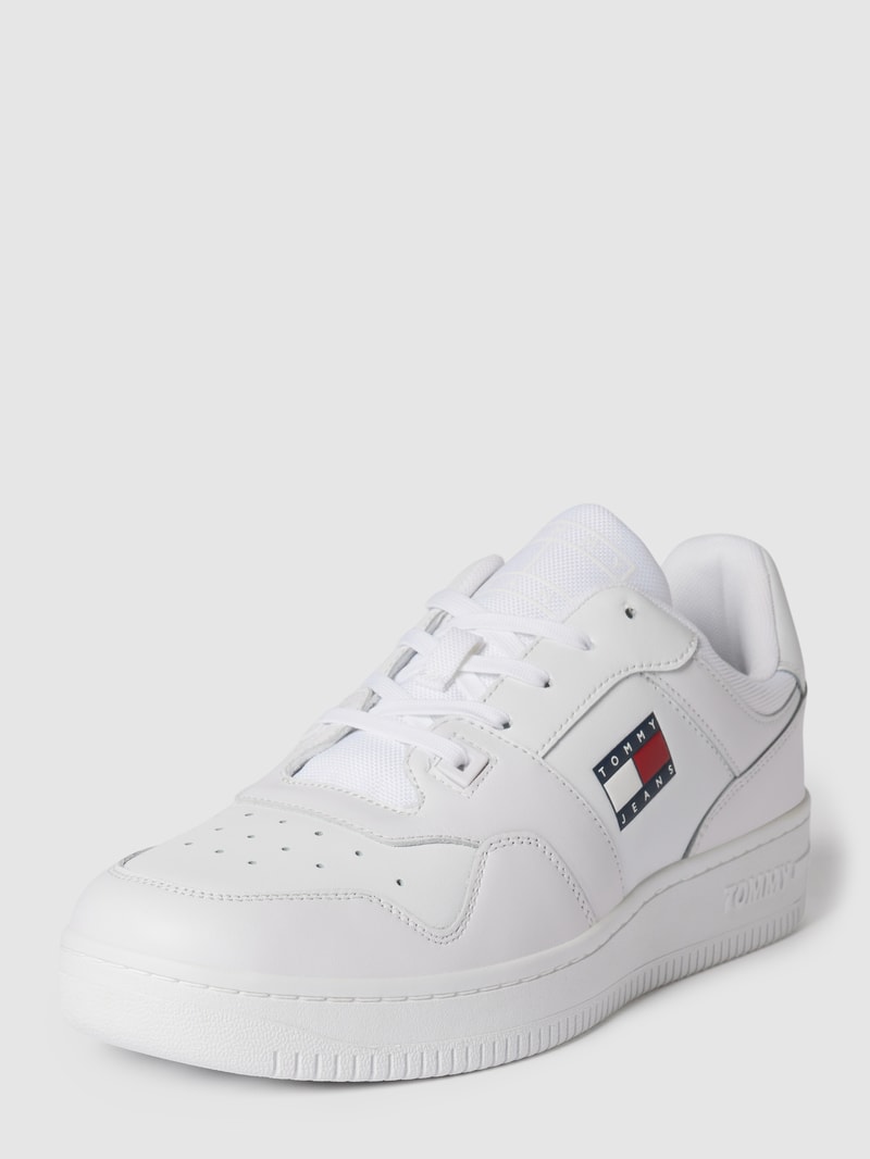Sneaker aus Leder-Mix in weiß