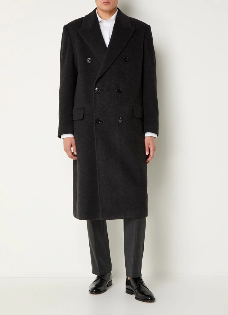 Strellson Laned double-breasted coat in wool blend with flap pockets