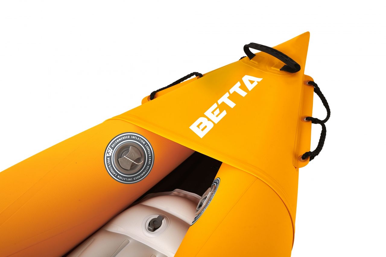 PureHaven Aqua Marina Kajak 312x83 cm für 1 Person mit Luftsitz verstellbarer Lehne Transporttasche Reparaturset und Handpumpe strapazierfähig Grün-Weiß-Orange