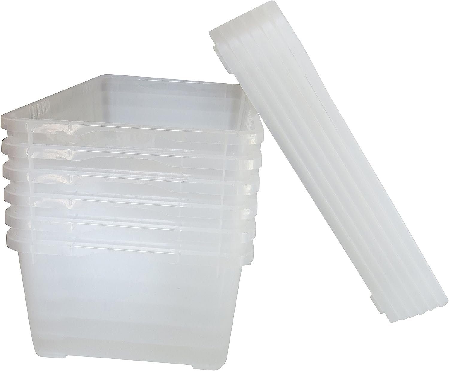 ALPFA Schuhbox 6 er Set je 5,0 Liter Klarsichtboxen Stapelboxen Kunststoffboxen
