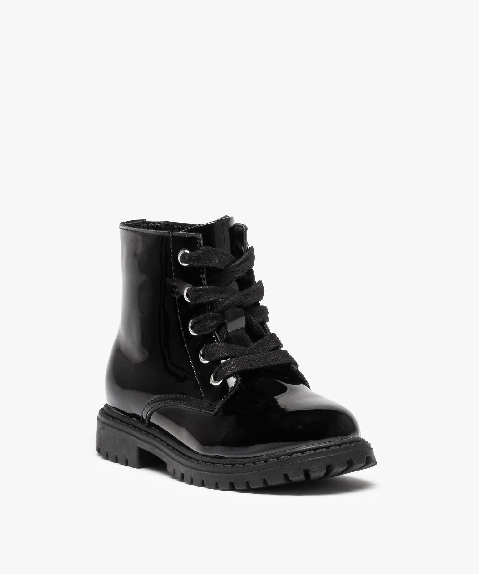 Boots fille vernies fantaisie à doublure chaude noir | GEMO