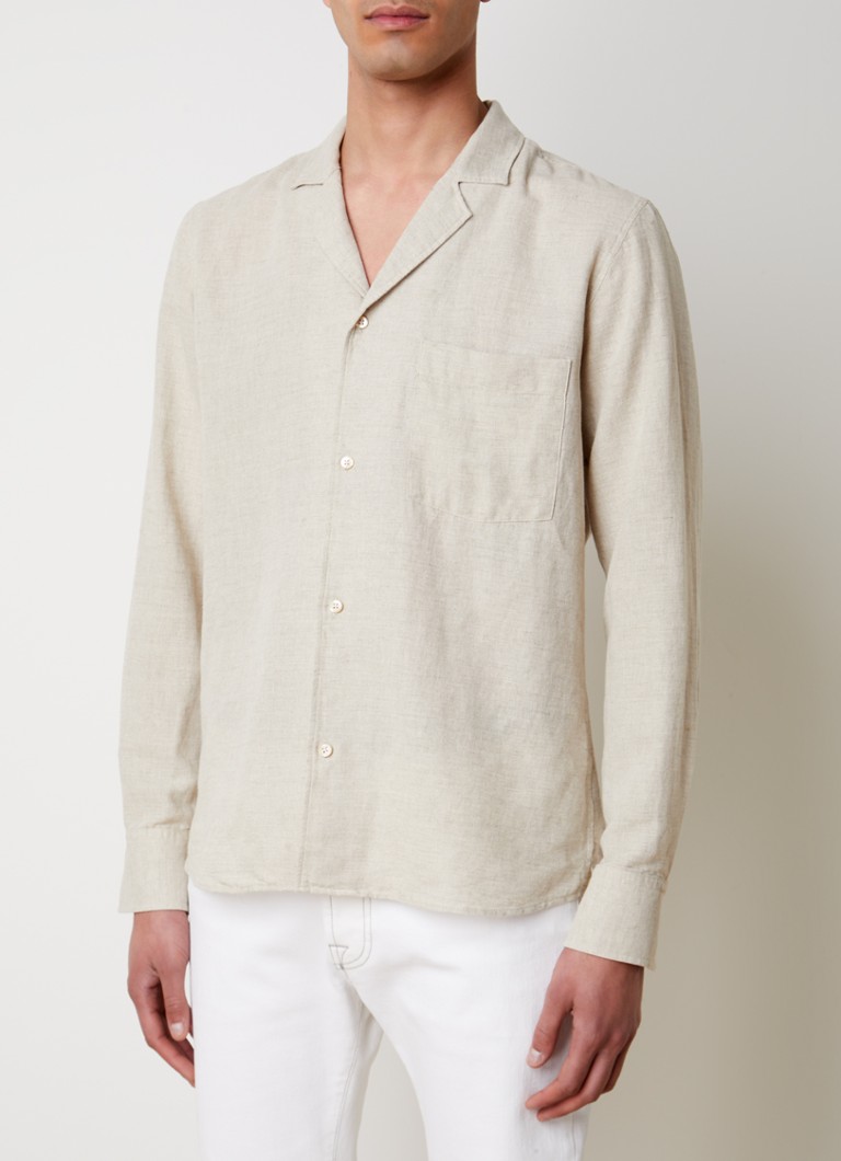 Košeľa Oscar Jacobson Helios regular fit z ľanovej zmesi s náprsným vreckom