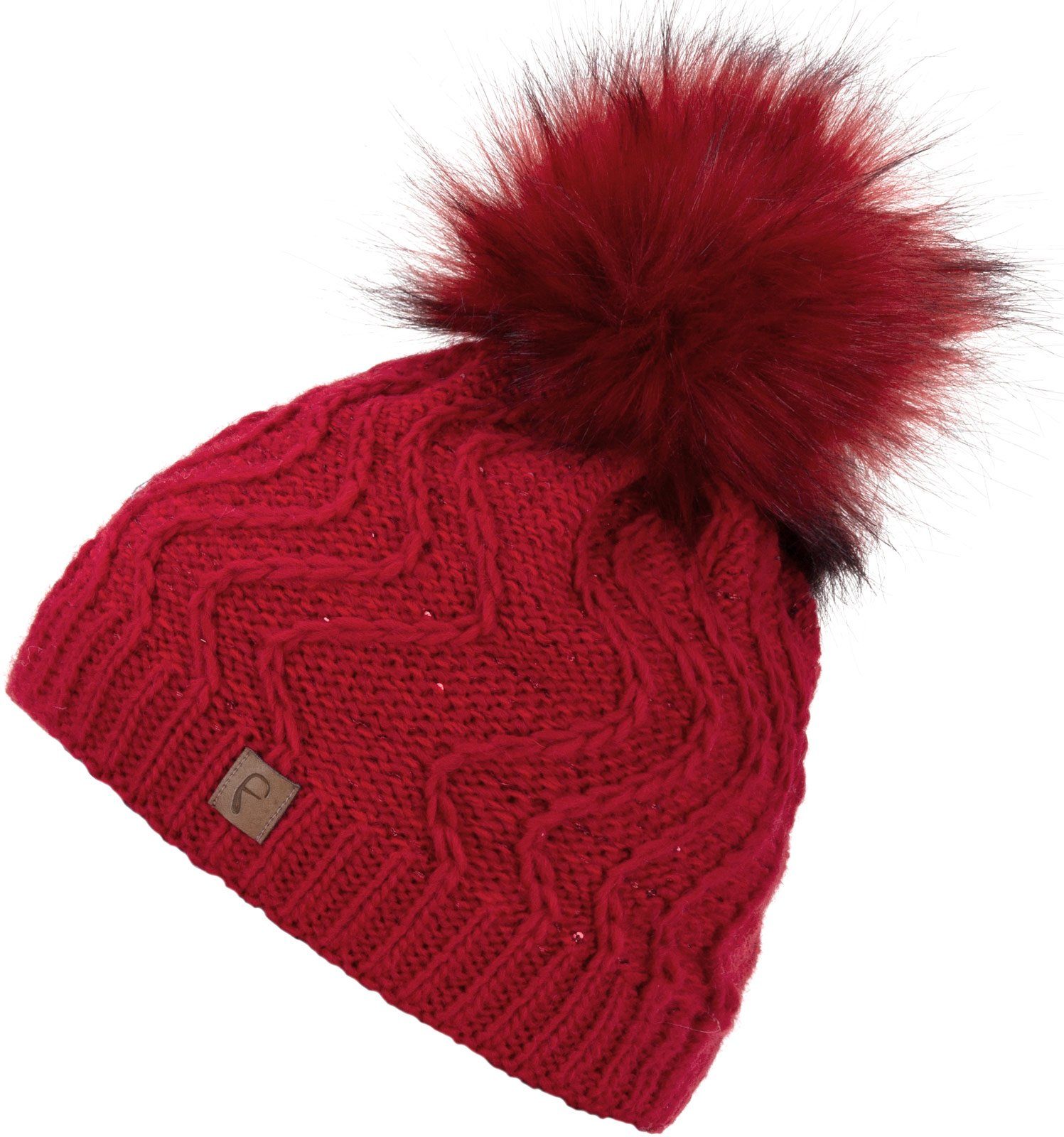 Faera Bommelmütze Wintermütze Damen Pailletten Mütze Beanie Haube gefüttert Strickmütze