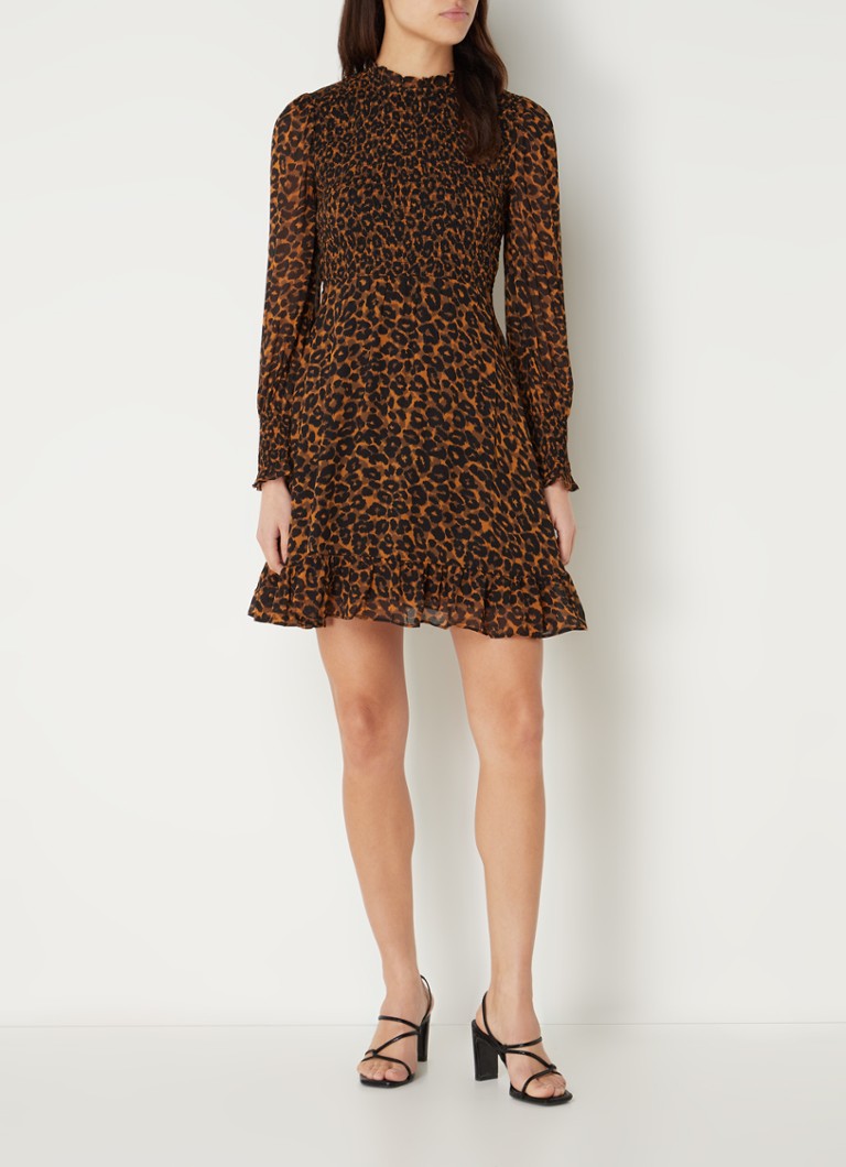 Rochie mini cu imprimeu leopard și volane Whistles