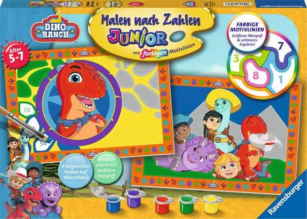 CreArt Dino Ranch - Malen nach Zahlen für Kinder ab 5 Jahren