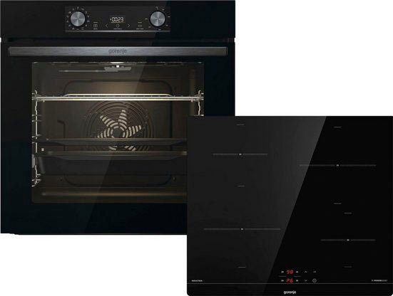 GORENJE Backofen-Set BLACKSET2, mit 1-fach-Teleskopauszug, Aqua Clean