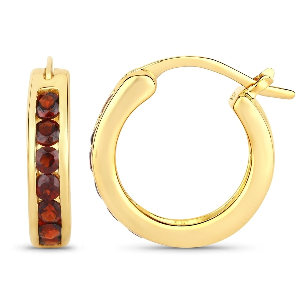 Rafaela Donata Boucles doreilles Argent sterling Grenat en Or jaune Bijoux