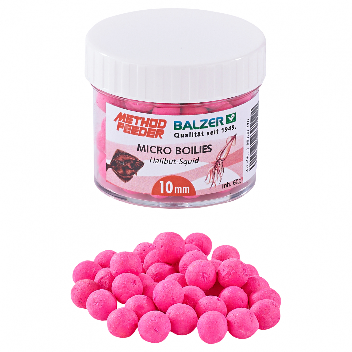 Balzer Method Feeder Boilies (pink, heilbutt-tintenfisch)