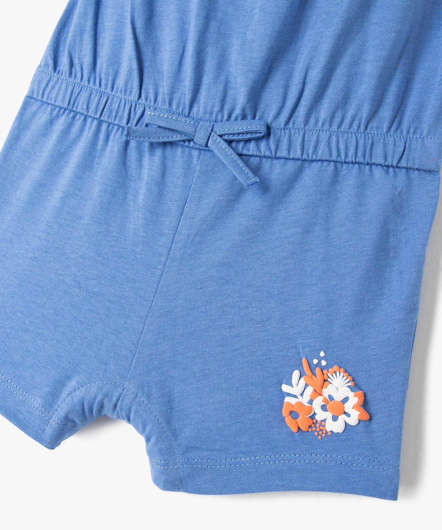 Combishort bébé fille à fines bretelles et volants bleu | GEMO