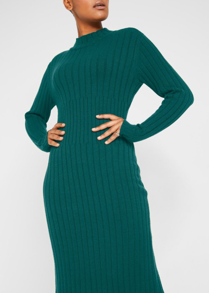 Strick-Midikleid, wadenlang