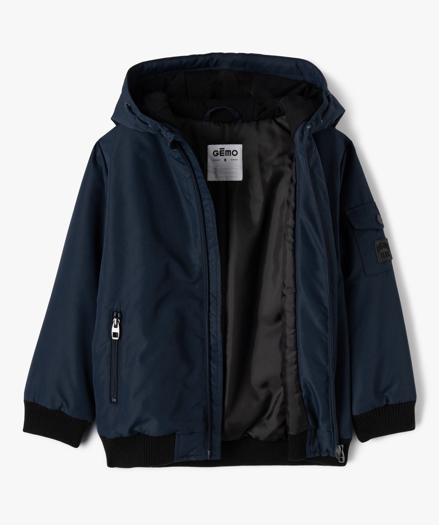 Blouson à capuche déperlant avec intérieur rembourré gar... marine | GEMO