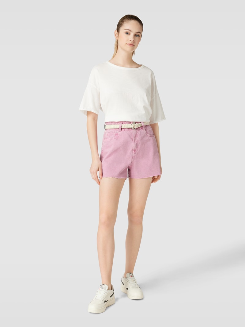 Jeansshorts aus Baumwolle mit Gürtel in rosa