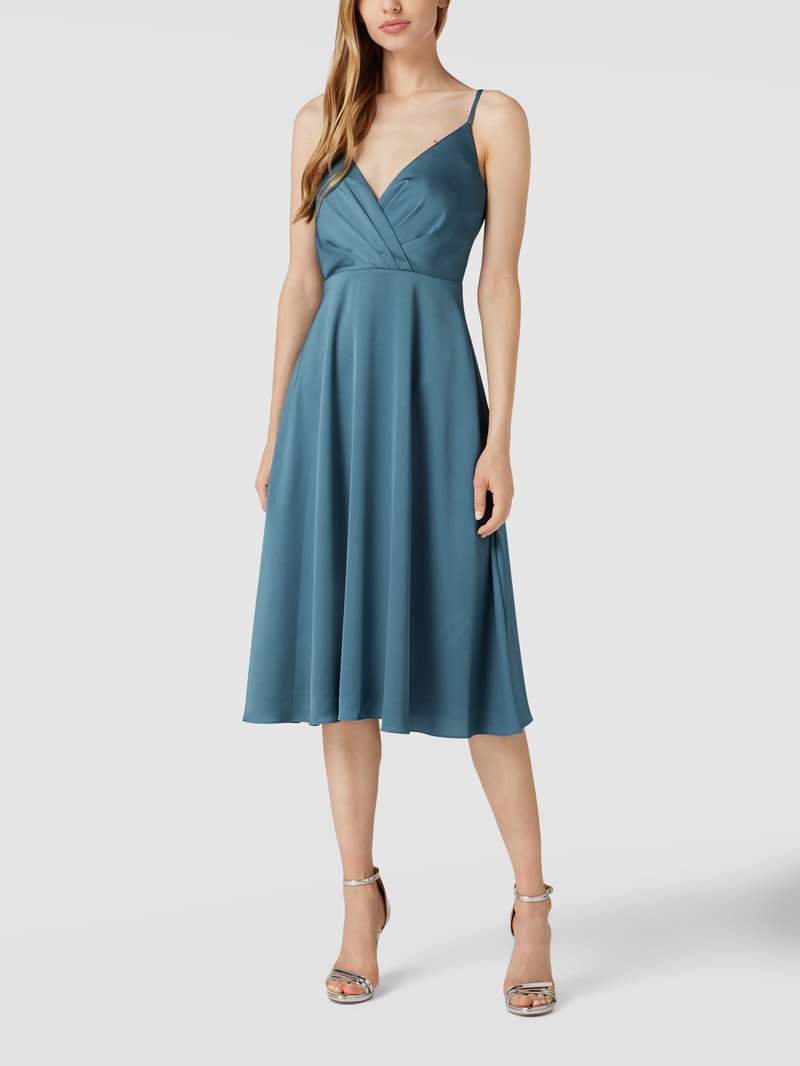 Cocktailkleid in Wickel-Optik in petrol