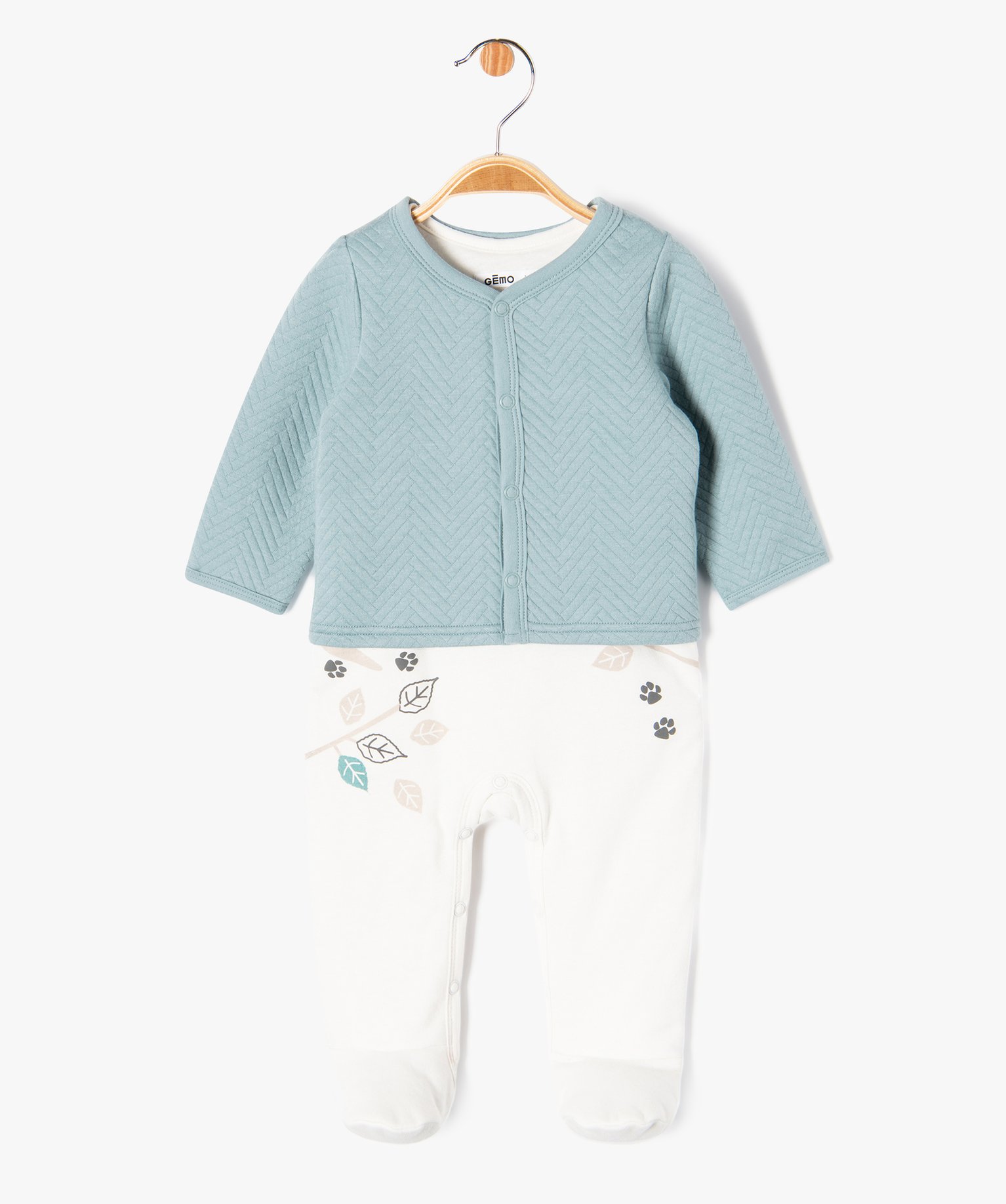 Ensemble 2 pièces combinaison et gilet bébé Garçon bleu | GEMO