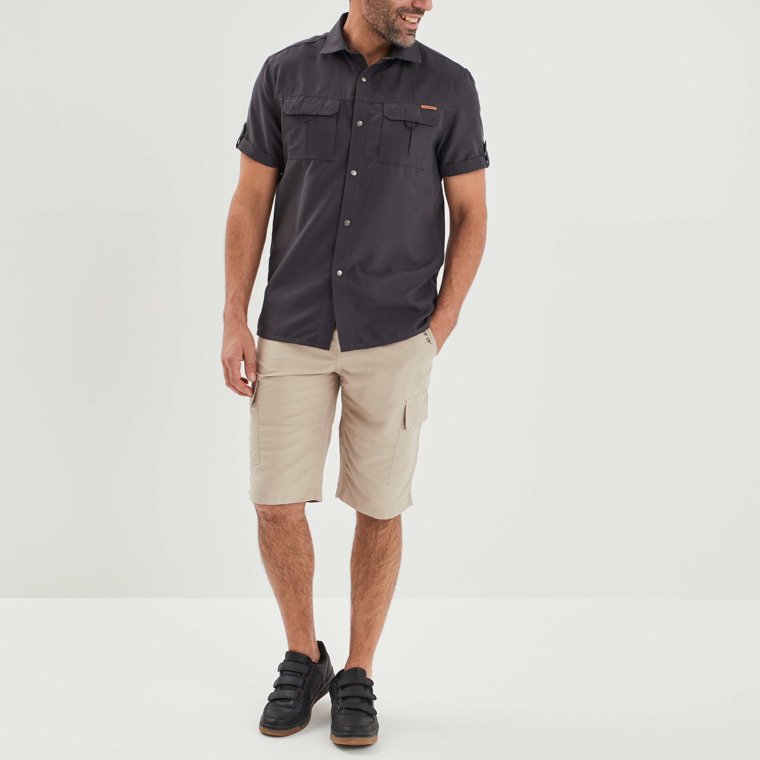 Short cargo regular stretch ceinturé beige homme | La Halle