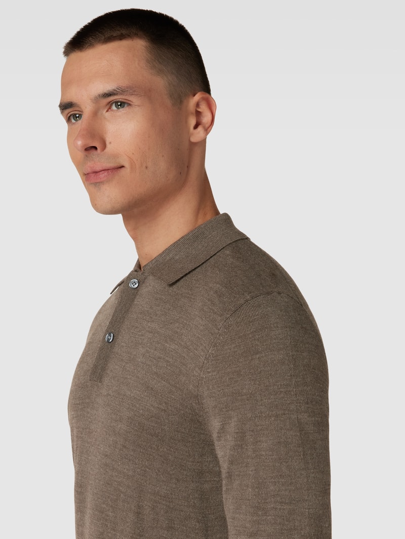 Strickpullover mit Polokragen in taupe meliert